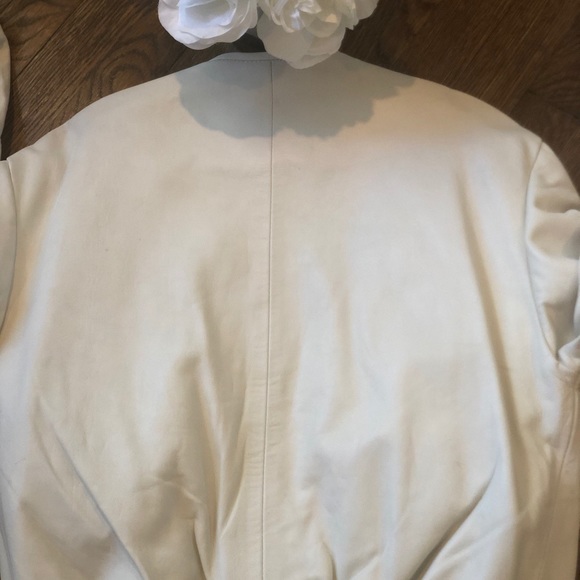 NWT | Vintage Genuine White Leather Bomber Jacket - Picture 12 of 15
